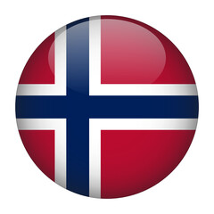 Norway 3D Rounded Country Flag button Icon