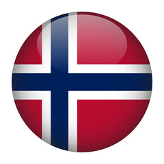 Fototapeta premium Norway 3D Rounded Country Flag button Icon
