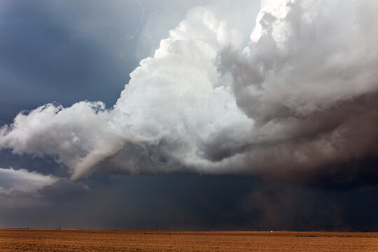 Funnel cloud and supercell storm near Lubbock, Texas