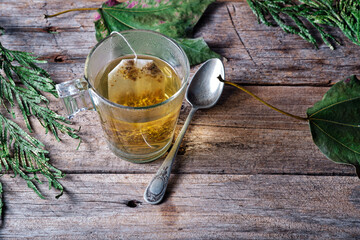 Fennel infusion on rustic table