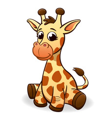 cute cartoon young infant baby giraffe sitting