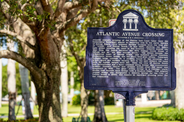  Atlantic Avenue Crossing historic information sign in Delray Beach