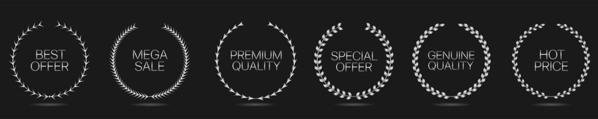 Best offer silver laurel wreath label set