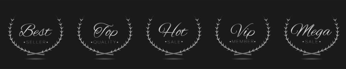 Best seller silver laurel wreath label set