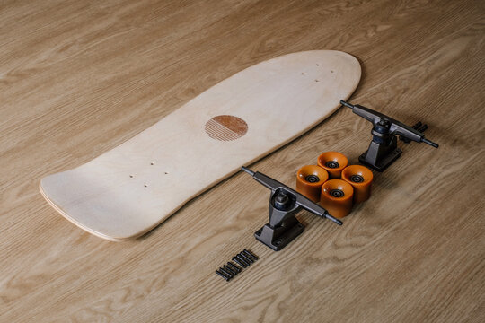 Surf Skate Assembly on wooden floor, Custom concept