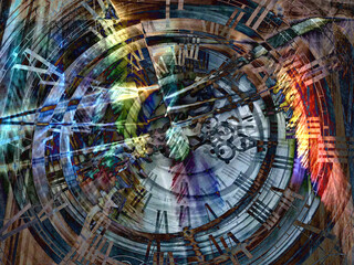 Tempus Fugit - altered color clock abstraction multiple exposure, blue