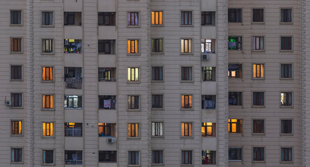 Building facade windows. Windows in a new building