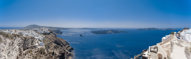 Landscapes of the village Imerovigli and Fira in Santorini Island in Greece