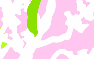 Light Pink, Green vector doodle texture with leaves, branches.