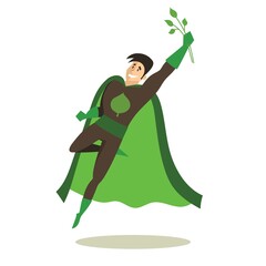 Vector illustrations in flat design of set of business , eco and classic Superheroes