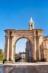 Basilica Cathedral at Plaza De Armas of Arequipa in Peru