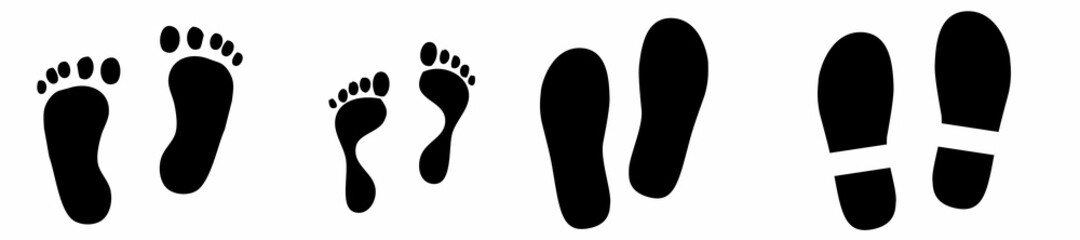 Footprint vector set. Footprints silhouette. Simple footprints set vector