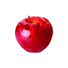 juicy and red apple in the paligonal technique. Paligon apple. Image from triangles. Fruits.