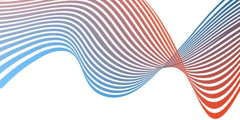 Wavy lines or ribbons. Multicolored striped gradient. Creative unusual background with abstract gradient wave lines for creating trendy banner, poster. Vector eps