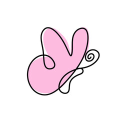 Color butterfly as line drawing, isolated on the white. Vector