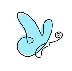 Obraz premium Color butterfly as line drawing, isolated on the white. Vector