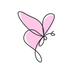 Color butterfly as line drawing, isolated on the white. Vector