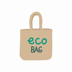 Colorful doodle eco bag illustration in vector on white background. Hand drawn eco bag vector illustration.