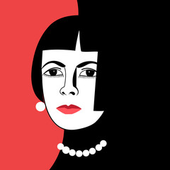 Graphic portrait of a beautiful woman vector