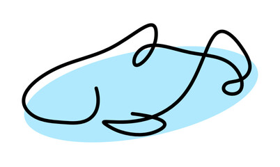 Color silhouette of fish as line drawing on white background. Vector	
