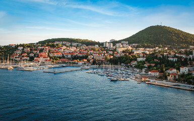 Naklejka na ściany i meble Dubrovnik, Croatia landscape and harbor view.