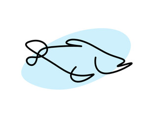 Color silhouette of fish as line drawing on white background. Vector	
