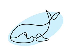 Color silhouette of fish as line drawing on white background. Vector	
