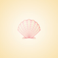 Vector cute pink seashell icon. Isolated colorful gradient shell illustration