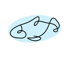Color silhouette of fish as line drawing on white background. Vector	
