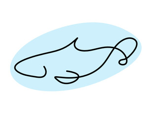 Color silhouette of fish as line drawing on white background. Vector	
