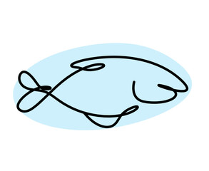 Color silhouette of fish as line drawing on white background. Vector	
