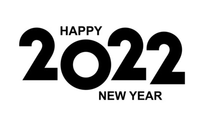Happy new year 2022 text design. Design for calendar, greeting cards or print. Vector illustration. Isolated on white background.