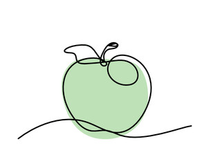 Drawing line color apple on the white background. Vector	