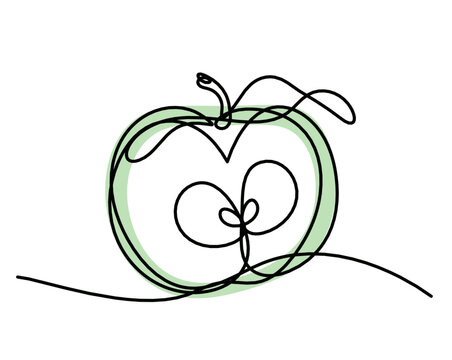 Drawing Line Color Apple On The White Background. Vector	