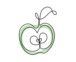 Drawing line color apple on the white background. Vector	