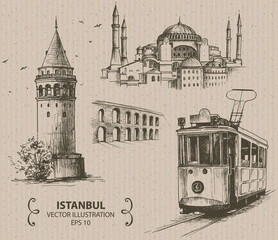 Istanbul, Turkey. Hand drawn vector elements.