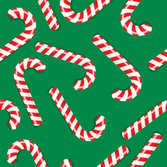 Christmas candy cane background. Holidays vector seamless pattern.