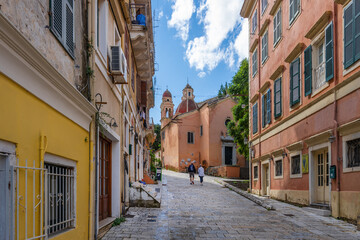 Corfu, Greece ; October 15, 2021 - A view of the old town of Corfu, Greece.