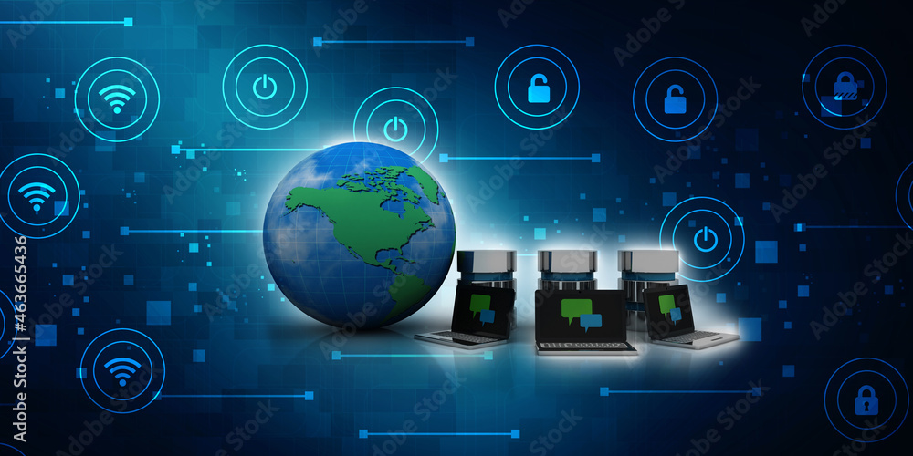 Poster 3d rendering technology computer network