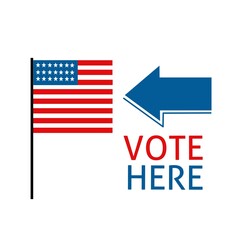 The 2021 Presidential Election in the United States. Polling day, US Election. Patriotic American elements. Vector illustration