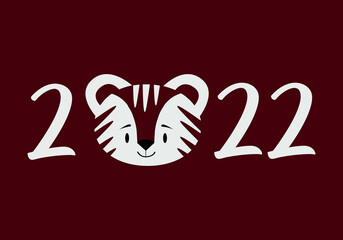 Happy Chinese New Year 2022. Cute happy tiger with year 2022 text. Year of the tiger