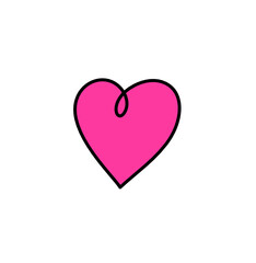 Abstract color heart as continuous line drawing on white background. Vector	