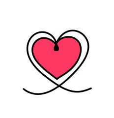 Abstract color heart as continuous line drawing on white background. Vector	