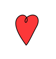 Abstract color heart as continuous line drawing on white background. Vector	