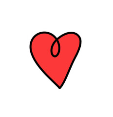 Abstract color heart as continuous line drawing on white background. Vector	