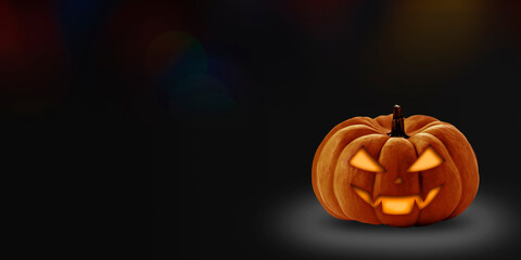 background poster advertising halloween pumpkin on black