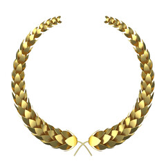 Golden 3d laurel isolated on white background 3d rendering