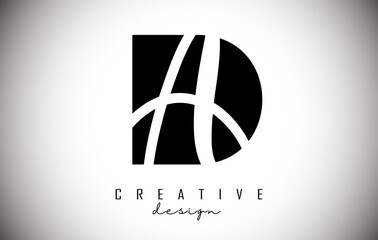 Letters DA d a Logo with a minimalist design. Letters D and A with geometric and handwritten typography. - obrazy, fototapety, plakaty