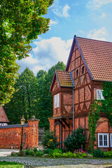 Salzwedel, Germany - September 22, 2021: German medieval hansa town Salzwedel. Impressions of the historic cityscape with half-timbered architecture.