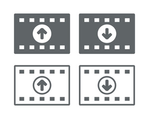 Fototapeta premium Upload video icon. Download cinema movie symbol. Illustration vector